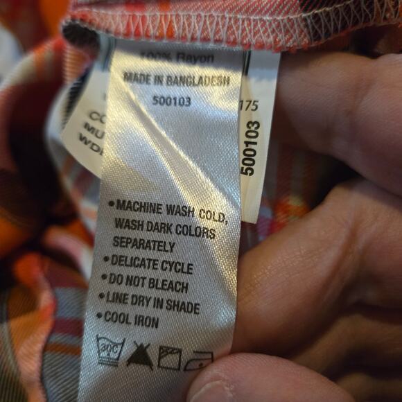 Bare Denim Rayon Plaid Button Down Shirt Large - Picture 4 of 10